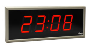 Die Zeitangabe auf einer digitalen Uhr.