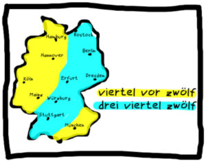 Die Uhrzeit auf Deutsch und ihre geographisch-linguistische Gebiete