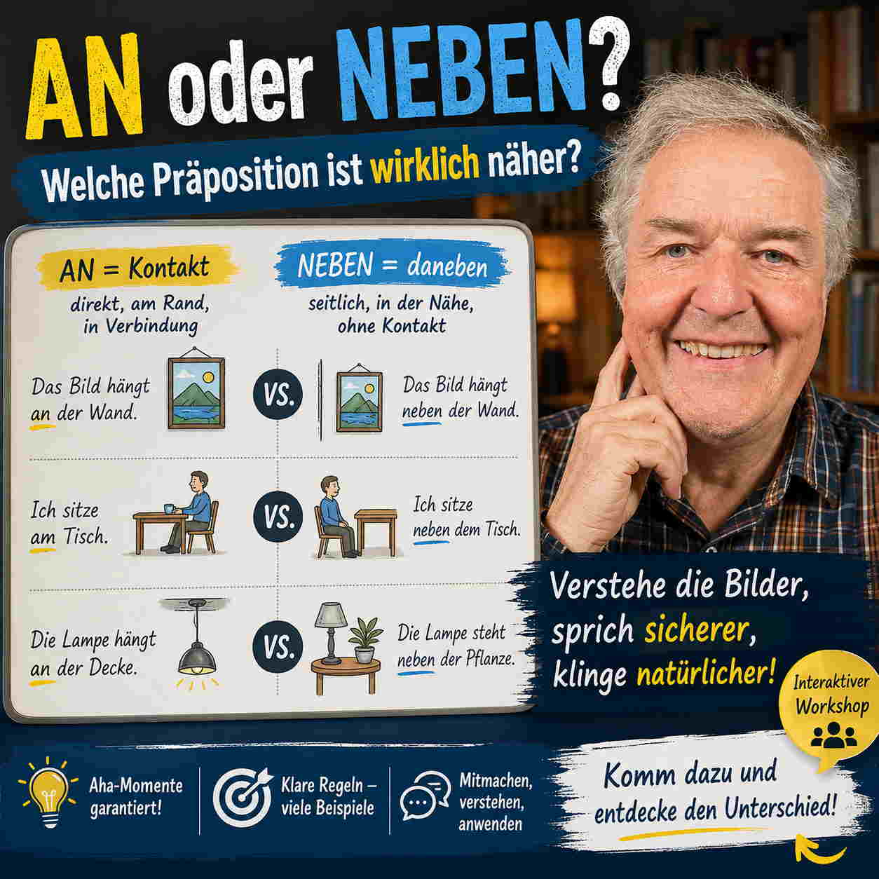 an oder neben Unterschied - Deutsche Präpositionen endlich verstehen